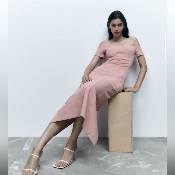 NWT ZARA Topstitched Bodycon Off Shoulder Dress S - Picture 13 of 13
